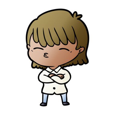 Çizgi filmdeki kadının vektör çizimi