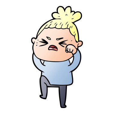 vektör çizim karikatür kızgın kadın