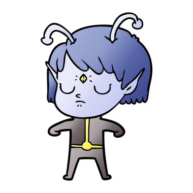 vektör çizim karikatür uzaylı kız