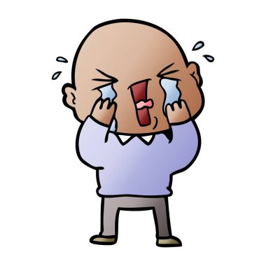 çizgi film ağlayan kel adam