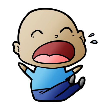 karikatür bağırarak kel adam