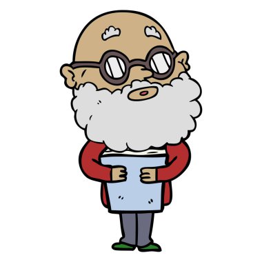 çizgi film meraklı adam sakal ve gözlük