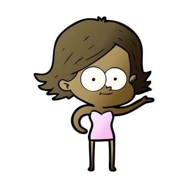 mutlu çizgi film kız vektör çizim