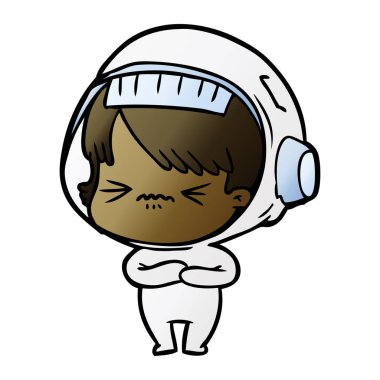 vektör çizim karikatür astronot kadın