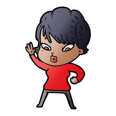 Çizgi filmdeki kadının vektör çizimi