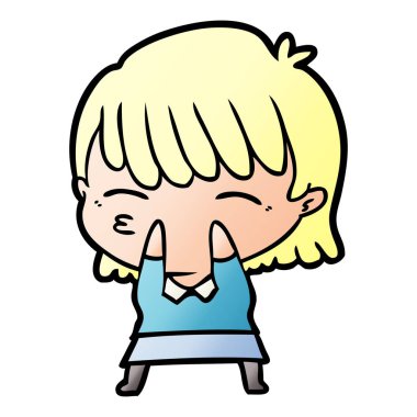 Çizgi filmdeki kadının vektör çizimi