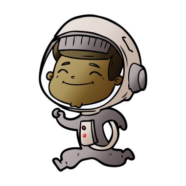 mutlu karikatür astronot vektör çizim