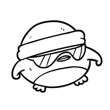 havalı christmas robin çizgi çizme, bir güneş gözlüğü ile