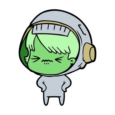 kızgın çizgi film alan kız kalça üzerinde elleriyle