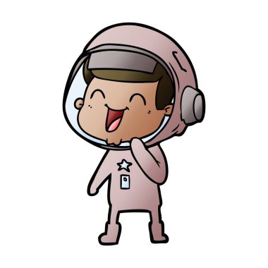 mutlu karikatür astronot vektör çizim