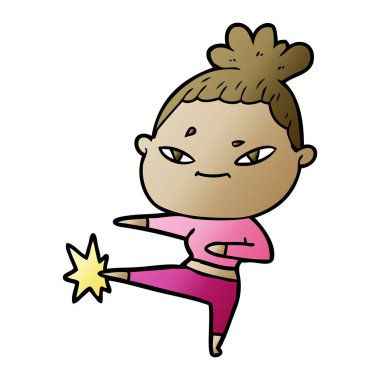 Çizgi filmdeki kadının vektör çizimi