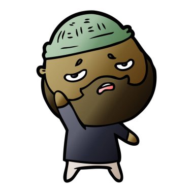 Sakallı endişeli adam çizgi film