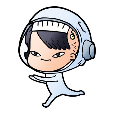 vektör çizim karikatür astronot kadın