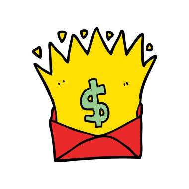 çizgi film zarf para işareti ile