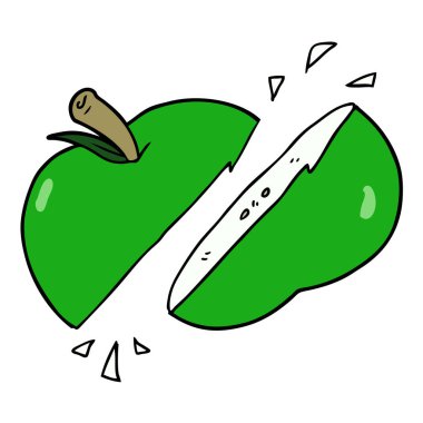 vektör çizim karikatür dilimlenmiş elma