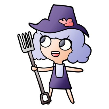 çizgi film çiftçi kız çatal ile