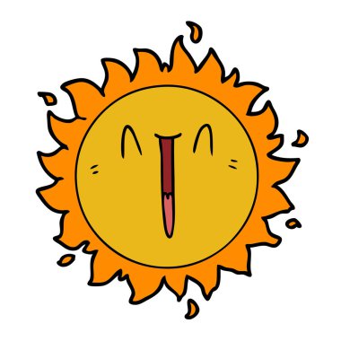 Mutlu çizgi film güneş vektör çizim