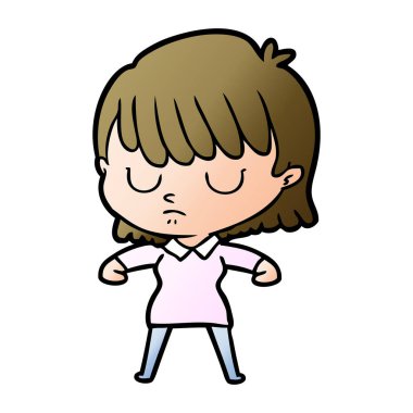 Çizgi filmdeki kadının vektör çizimi