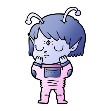 vektör çizim karikatür uzaylı kız