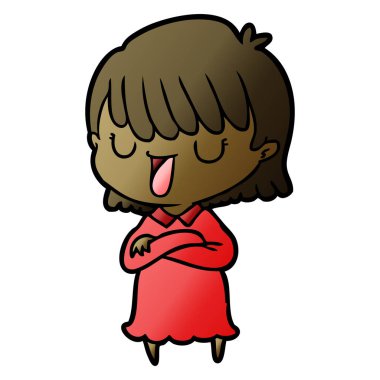 Çizgi filmdeki kadının vektör çizimi