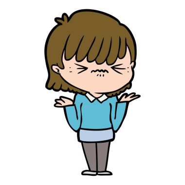 rahatsız çizgi film kız vektör çizim