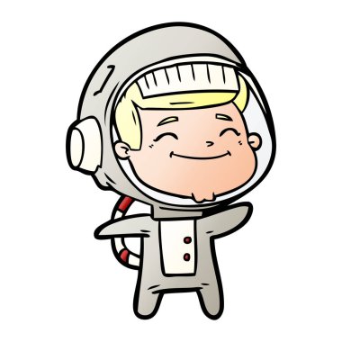 mutlu karikatür astronot vektör çizim