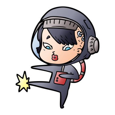 vektör çizim karikatür astronot kadın