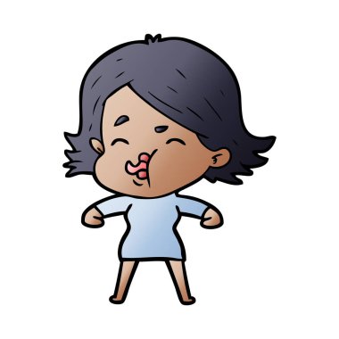 çizgi film kız yüz çekerek