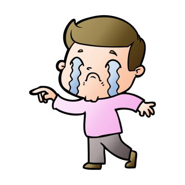 vektör çizim karikatür adam ağlıyor