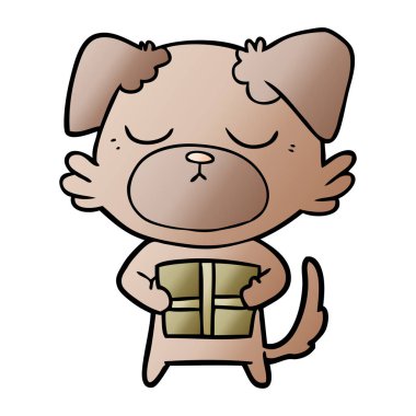 sevimli çizgi köpek Noel hediyesi ile