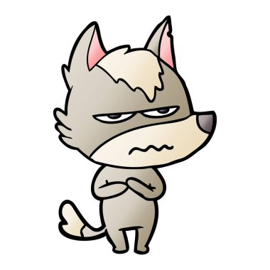 vektör çizim karikatür rahatsız kurt