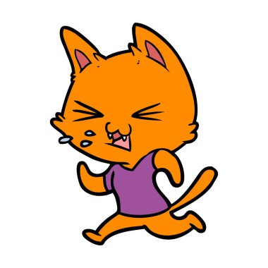 çalışan kedi tıslama çizgi film