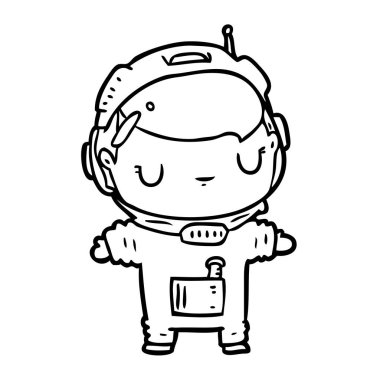 bir astronotun sevimli çizgi çizme