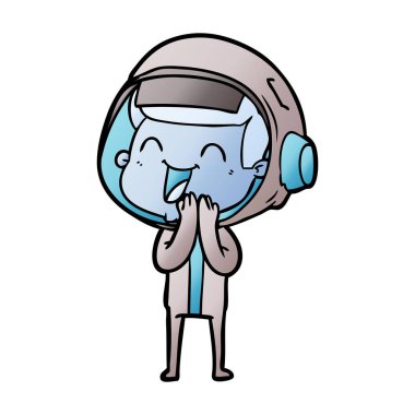 mutlu karikatür astronot vektör çizim