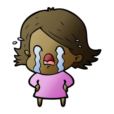 vektör çizim karikatür kadının ağladığını