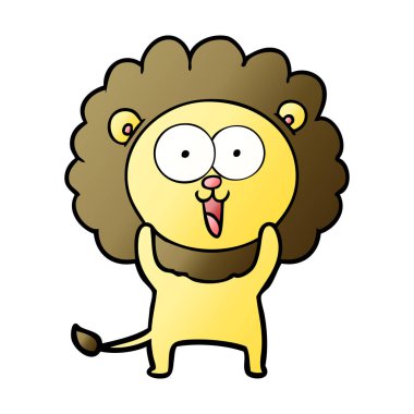 mutlu karikatür aslan vektör çizim