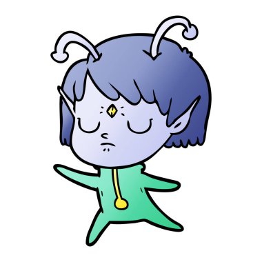 vektör çizim karikatür uzaylı kız