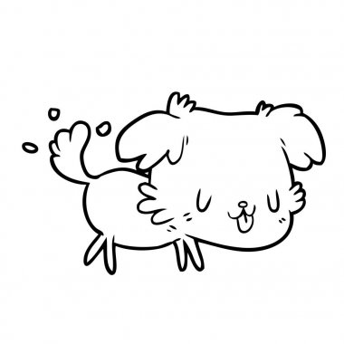 kuyruk sallama bir köpek sevimli çizgi çizme