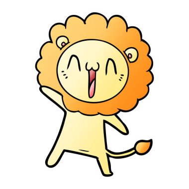 mutlu karikatür aslan vektör çizim