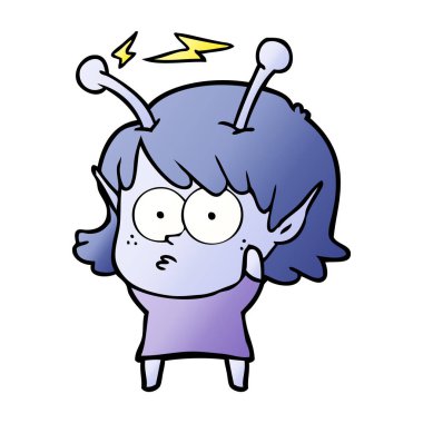 vektör çizim karikatür uzaylı kız