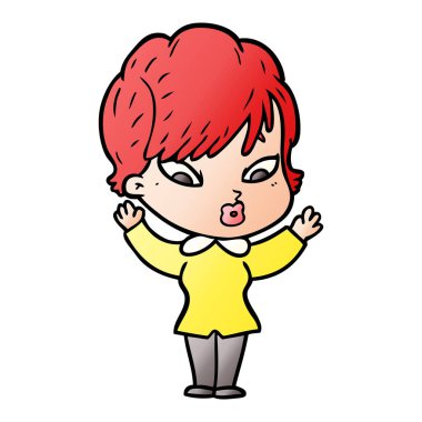 Çizgi filmdeki kadının vektör çizimi