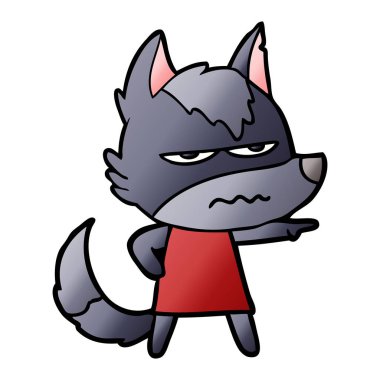 vektör çizim karikatür rahatsız kurt