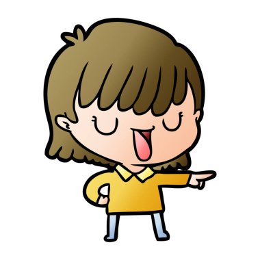 Çizgi filmdeki kadının vektör çizimi