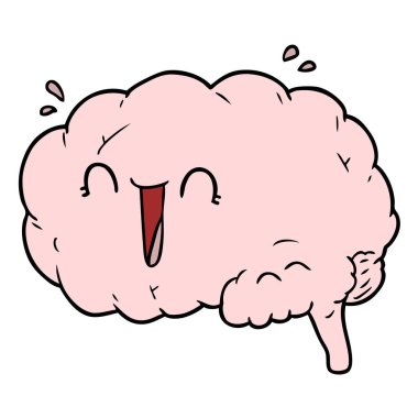 vektör çizim karikatür beyin gülen