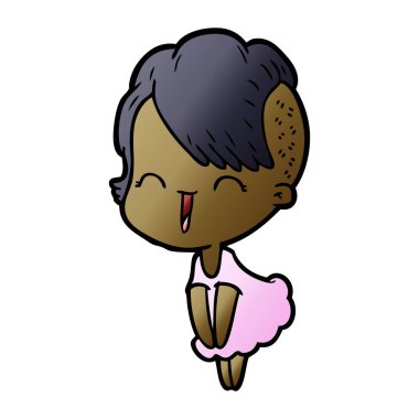 mutlu karikatür hippi kız