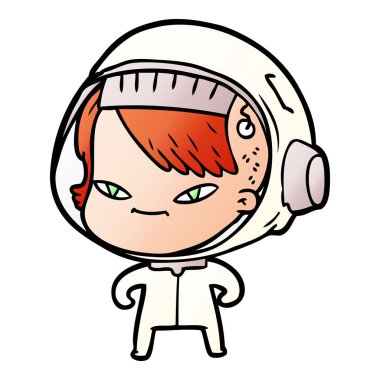 vektör çizim karikatür astronot kadın