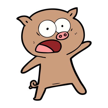 vektör çizim karikatür domuz bağırarak