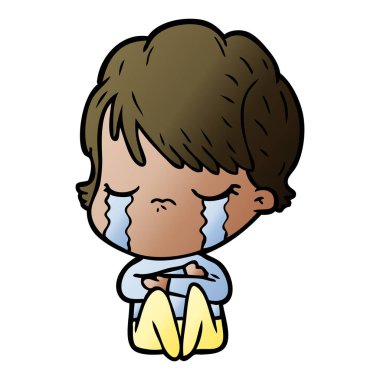 vektör çizim karikatür kadının ağladığını