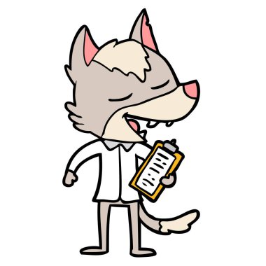 vektör çizim karikatür kurt gülen