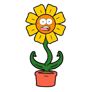 vektör çizim karikatür şok çiçek